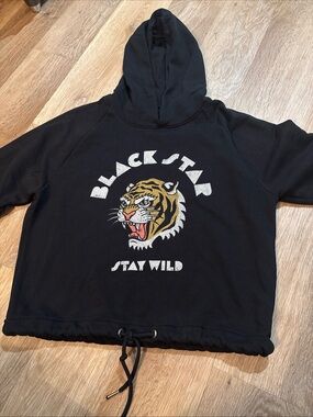 BLACK STAR WORLD TOUR 1980 Hoodie in Vintage Black - Tiger - SIZE S